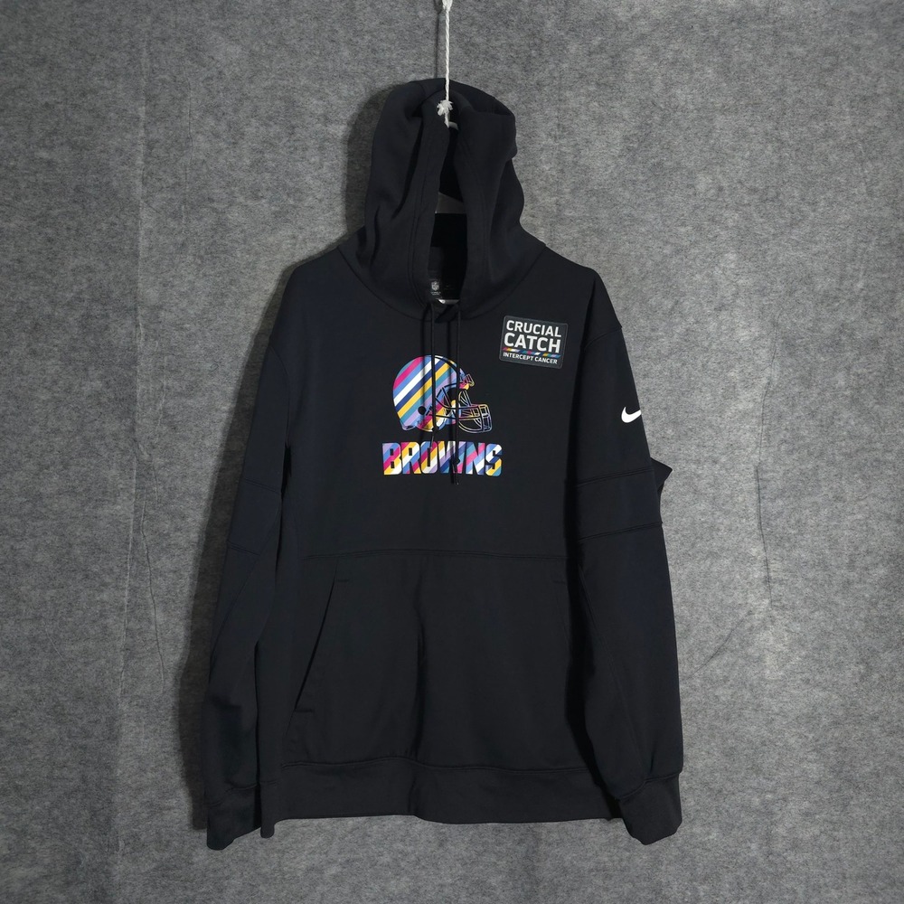 Nike Cleveland Browns Mens‎ XL Black Crucial Catch Hoodie NFL On-Field Dri-FIT